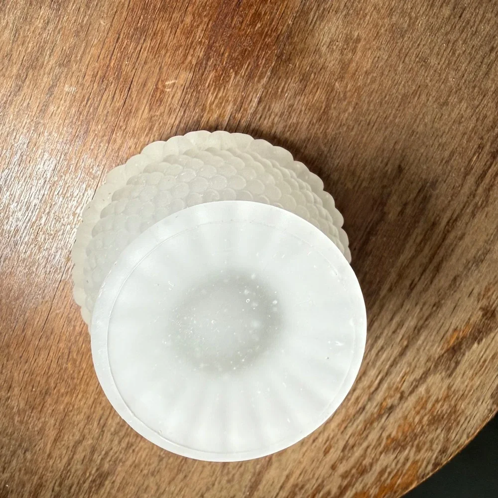 Vintage Fairy Light Lamp Clear Satin Frosted Glass Thousand Eye Hobnail Base